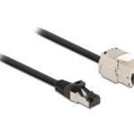 Delock Patchkabel RJ45 zu Keystone Cat. 6A S/FTP 0.5m schwarz